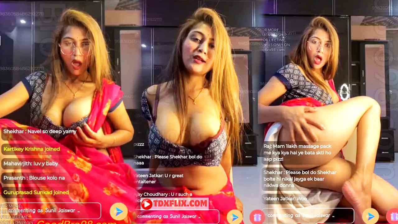 Hiral Radadiya Nude Red Saree Hot Live Video
